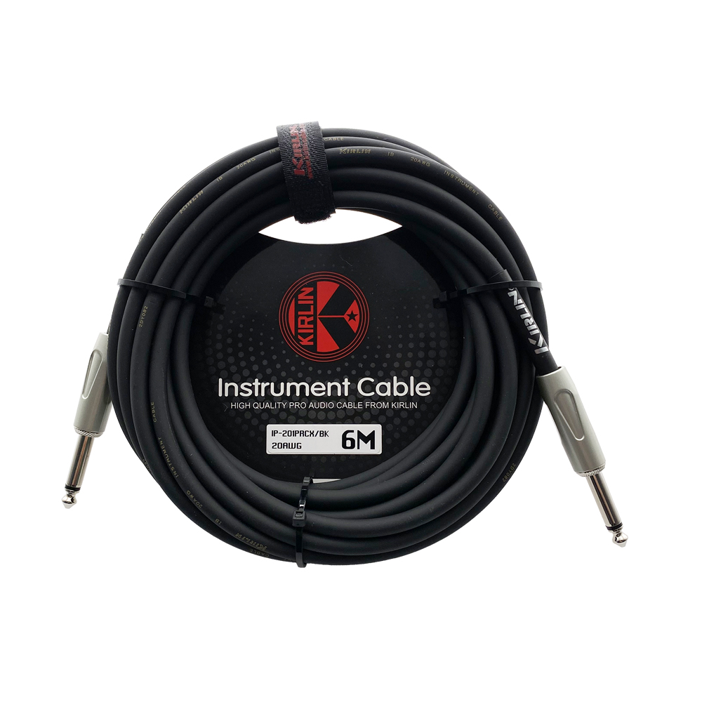 CABLE PARA INSTRUMENTO KIRLIN, TS 1/4 - TS 1/4, CAPA LISO DE PVC, NEGRO, 6 METROS, CALIBRE 20