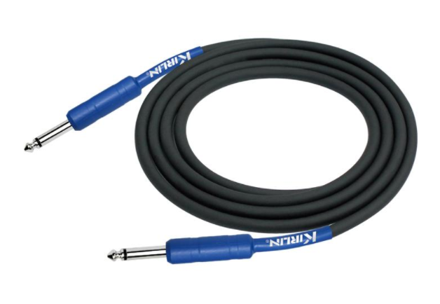 CABLE PARA INSTRUMENTO KIRLIN, TS 1/4 - TS 1/4, CAPA LISO NEGRO, GOMA DE PUNTAS AZUL, 6 METROS