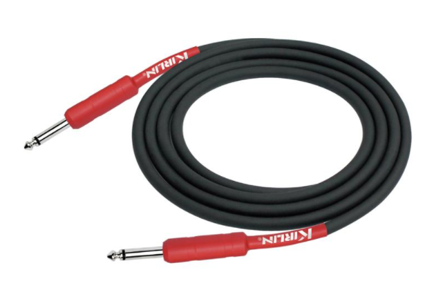 CABLE PARA INSTRUMENTO KIRLIN, TS 1/4 - TS 1/4, CAPA LISO NEGRO, GOMA DE PUNTAS ROJO, 6 METROS