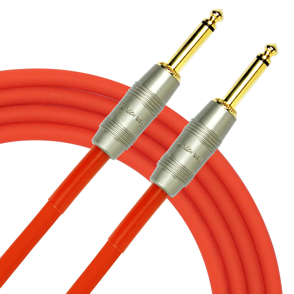 CABLE PARA INSTRUMENTO KIRLIN, TS 1/4 - TS 1/4, CAPA LISO ROJO FOSFORECENTE, 6 METROS