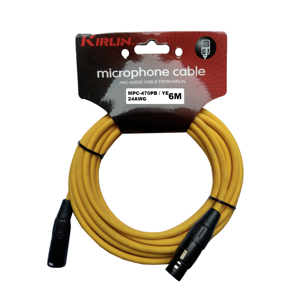 CABLE PARA MICROFONO KIRLIN, XLR macho - XLR hembra, CAPA LISO AMARILLO, 6 METROS