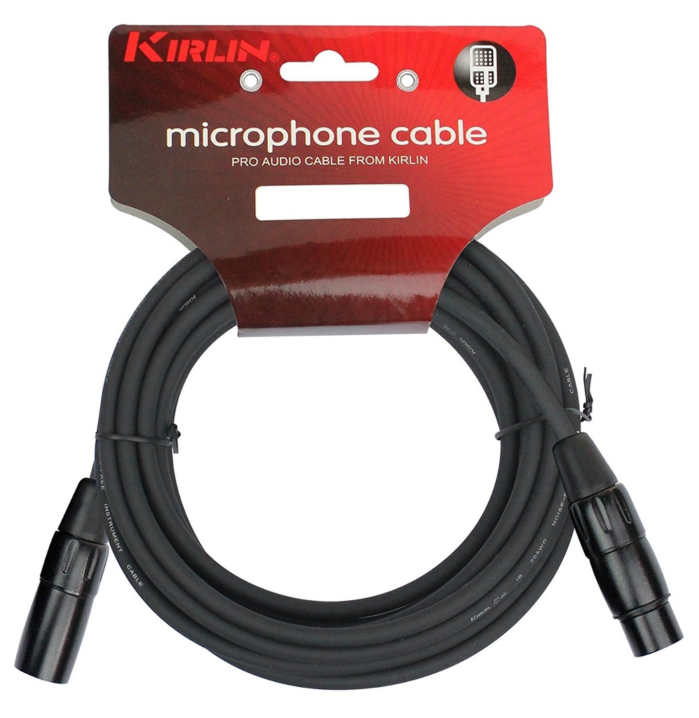 CABLE PARA MICROFONO KIRLIN, XLR MACHO - XLR HEMBRA, CAPA LISO NEGRO, 15 METROS