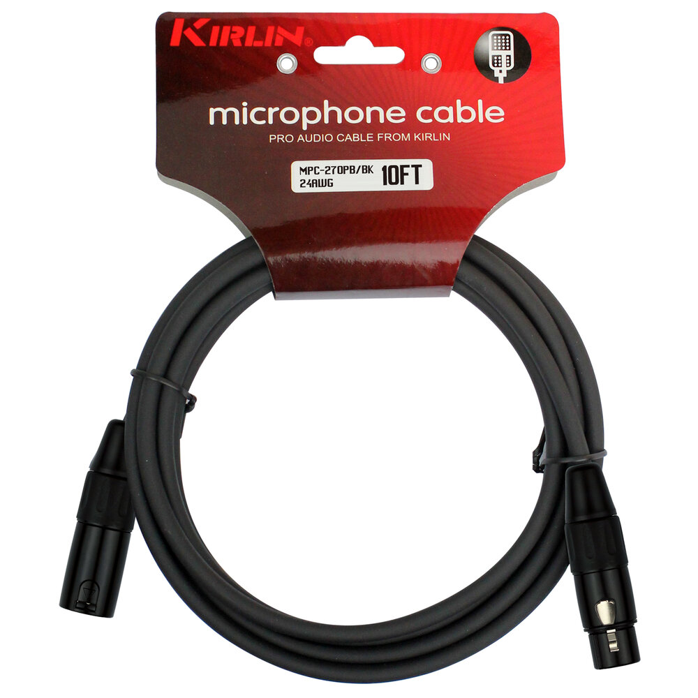 CABLE PARA MICROFONO KIRLIN, XLR MACHO - XLR HEMBRA, LISO COLOR NEGRO, 6 METROS, 24AWG