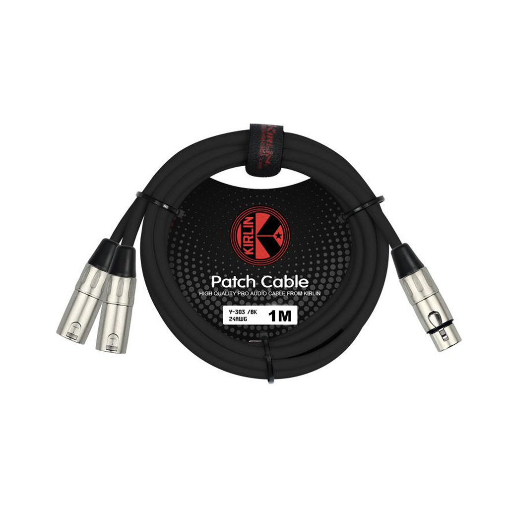 CABLE (Y), KIRLIN, 2X XLR MACHO  - 1X XLR HEMBRA, CAPA LISO NEGRO, 1 METRO