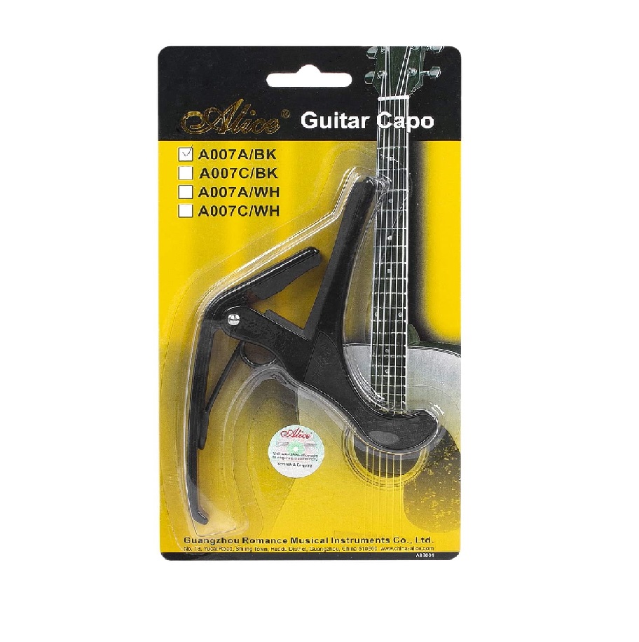 CAPODASTRO ALICE, PARA GUITARRA CLASICA O ACUSTICA, NEGRO