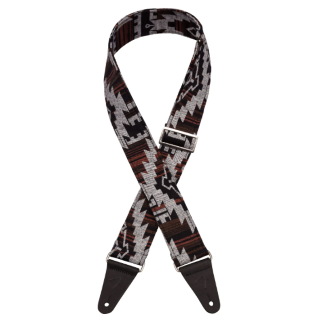 CINCHO FENDER, PARA GUITARRA/BAJO, COLOR NEGRO AZTECA