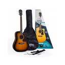 COMBO GUITARRA ELECTROACUSTICA WASHBURN, INCLUYE: ESTUCHE, CINCHO Y PUAS