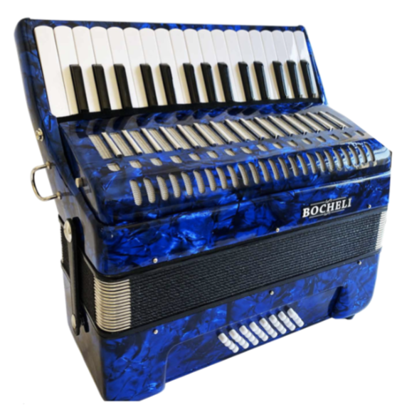 CONCERTINA BOCHELI, DE TECLAS, 32 REGISTROS, 32 BAJOS, COLOR AZUL, INCLUYE ESTUCHE Y CINCHO
