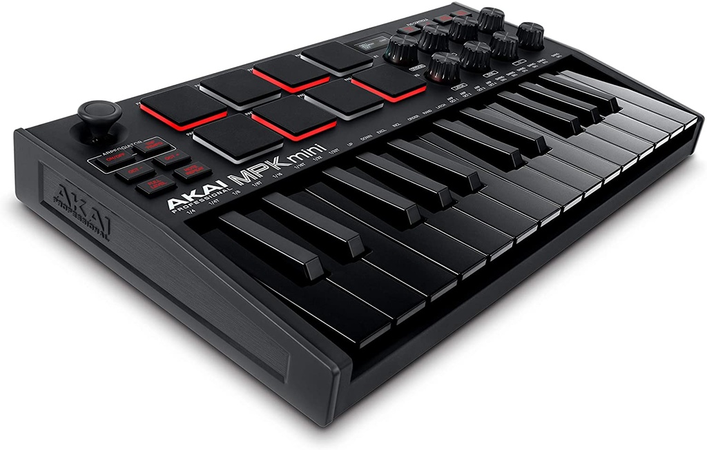 CONTROLADOR MIDI AKAI, USB, 25 MINI TECLAS, MIDI VIP3.0, NEGRO