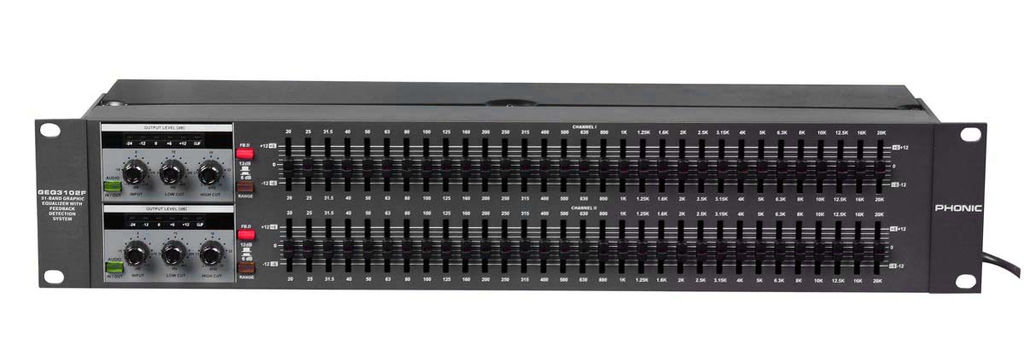 ECUALIZADOR GRAFICO PHONIC, 31 BANDAS, 20Hz a 20KHz, DOBLE CANAL, FILTROS