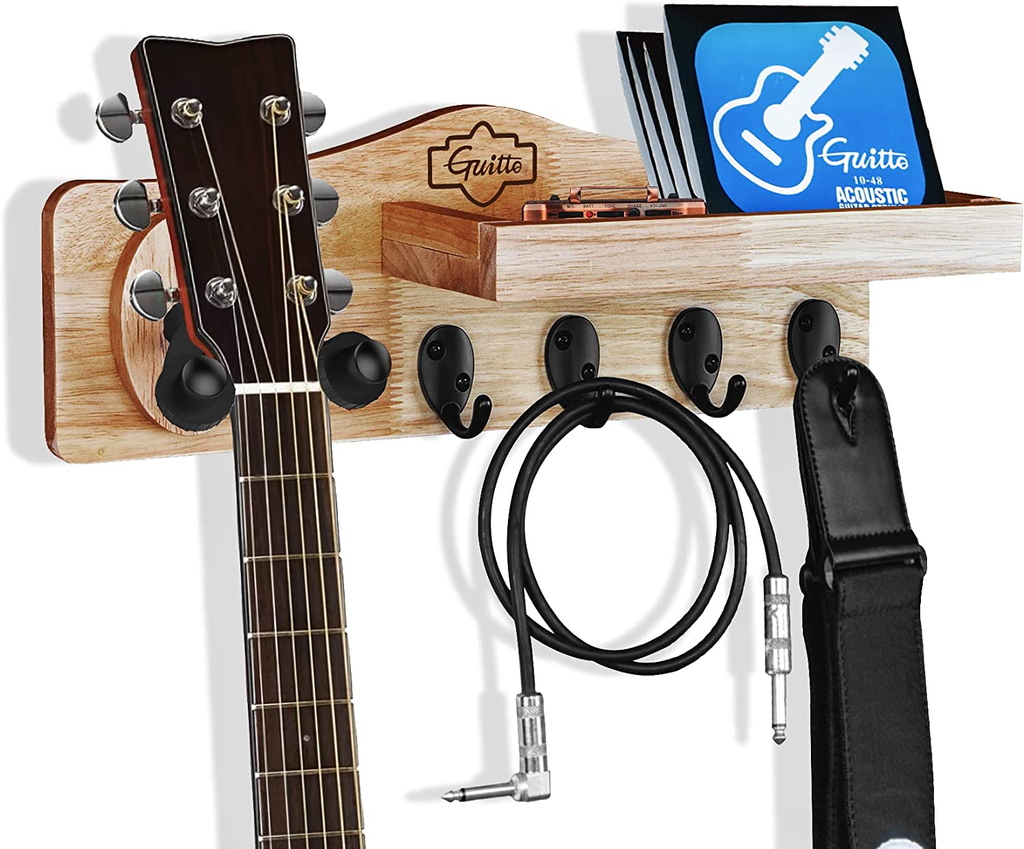 ESTANTE MULTIFUNCIONAL GUITTO, PARA GUITARRA, LLAVES O ACCESORIOS, COLOR NATURAL