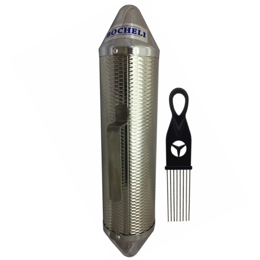 GÜIRO BOCHELI, 3 X 11 PULGADAS, CON SHAKER Y PEINETA