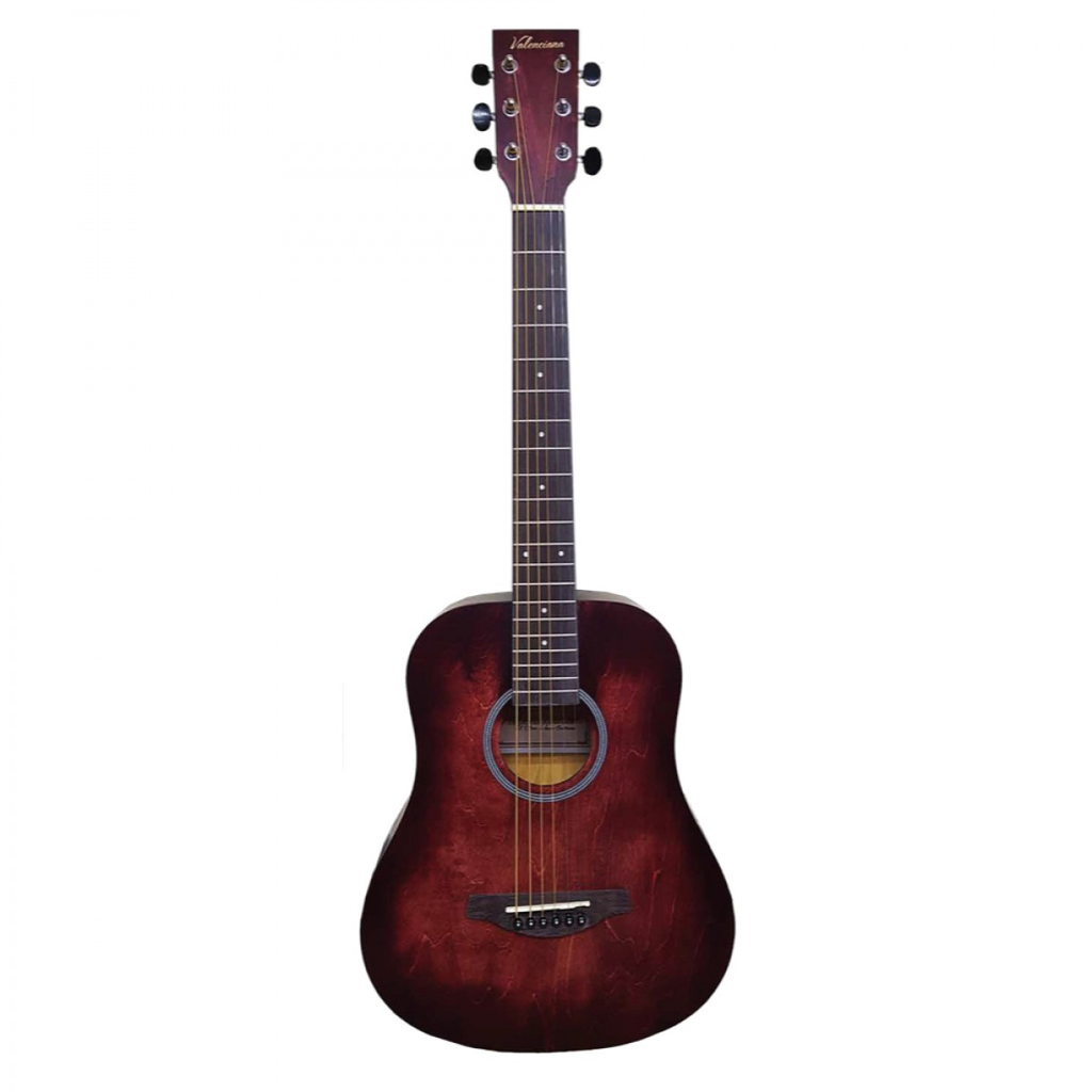GUITARRA ACUSTICA VALENCIANA, 34, RUSTICO, ROJO SOMBREADO, CON FUNDA