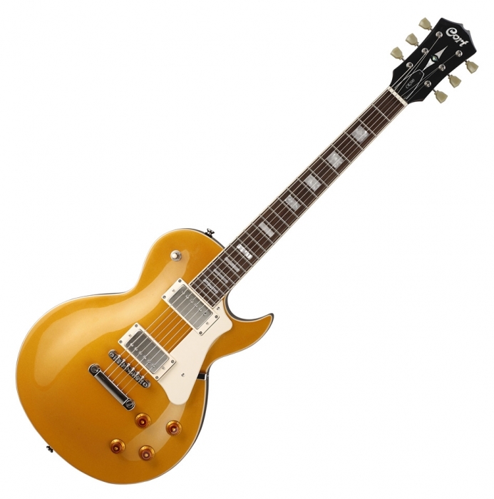 GUITARRA ELECTRICA CORT, LES PAUL, MADERA CAOBA, MARFIL, JATOBA, COLOR GOLD TOP, INCLUYE FUNDA