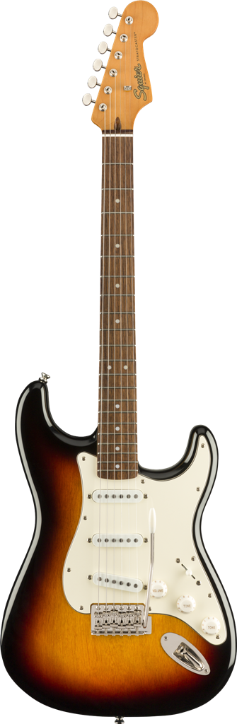 GUITARRA ELECTRICA FENDER, SERIE SQUIER , STRATOCASTER, CLASICA 60S, COLOR RAYO SOLAR FENDER, DIAPASON DE LAUREL INDIO