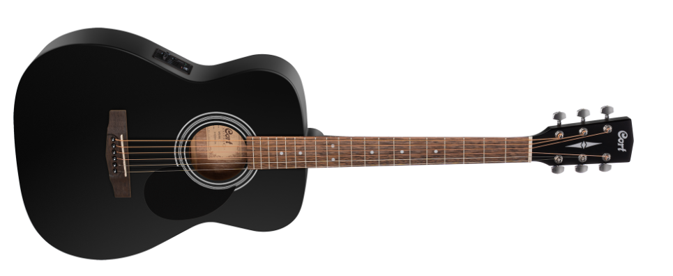 GUITARRA ELECTROACUSTICA CORT, 37, COMBINACION DE MADERA ABETO, CAOBA Y MERBAU, COLOR NEGRO