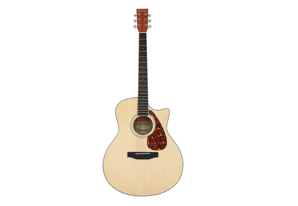 GUITARRA ELECTROACUSTICA LIVERPOOL, DE 41", CURTAWAY, COLOR NEGRO, CON FUNDA