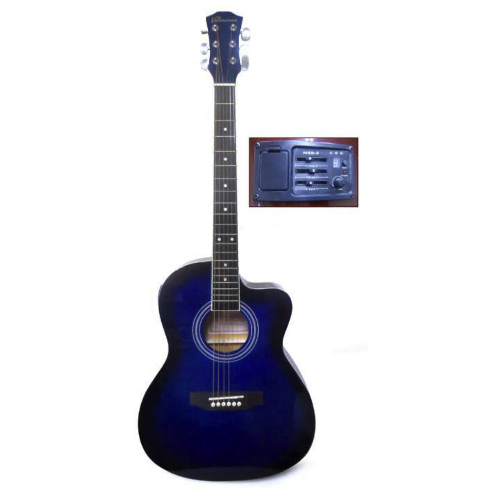 GUITARRA ELECTROACUSTICA VALENCIANA, 39, AZUL SOMBREADO, CON FUNDA