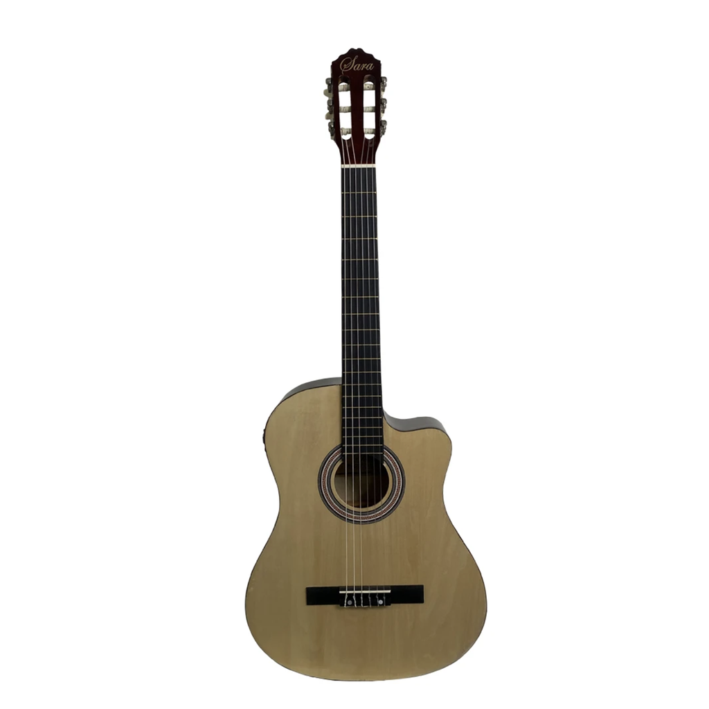 GUITARRA ELECTROCLASICA SARA, NATURAL, CORTE, CON FUNDA/39