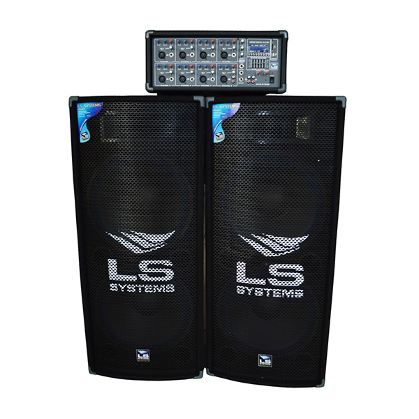 COMBO DE CABEZAL Y BOCINAS LS SYSTEMS, CABEZAL DE 8 ENTRADAS, 2 ALTAVOCES DE 2X15, USB / SD, 1000 WATTS, 4 OHMS