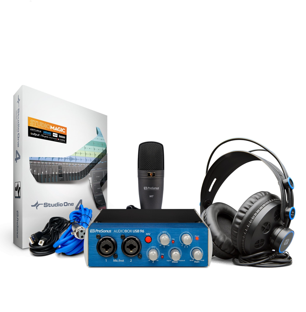 KIT DE INTERFAZ DE AUDIO PRESONUS, AUDIOBOX USB96, STUDIO ONE ARTIST, MIC M7, AUDIFONOS HD7