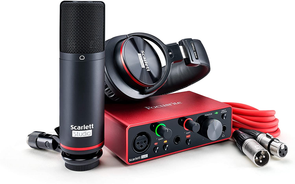 KIT DE INTERFAZ DE AUDIO SCARLET FOCUSRITE, SOLO STUDIO PACK, G3, INTERFACE, MICROFONO Y AUDIFONOS