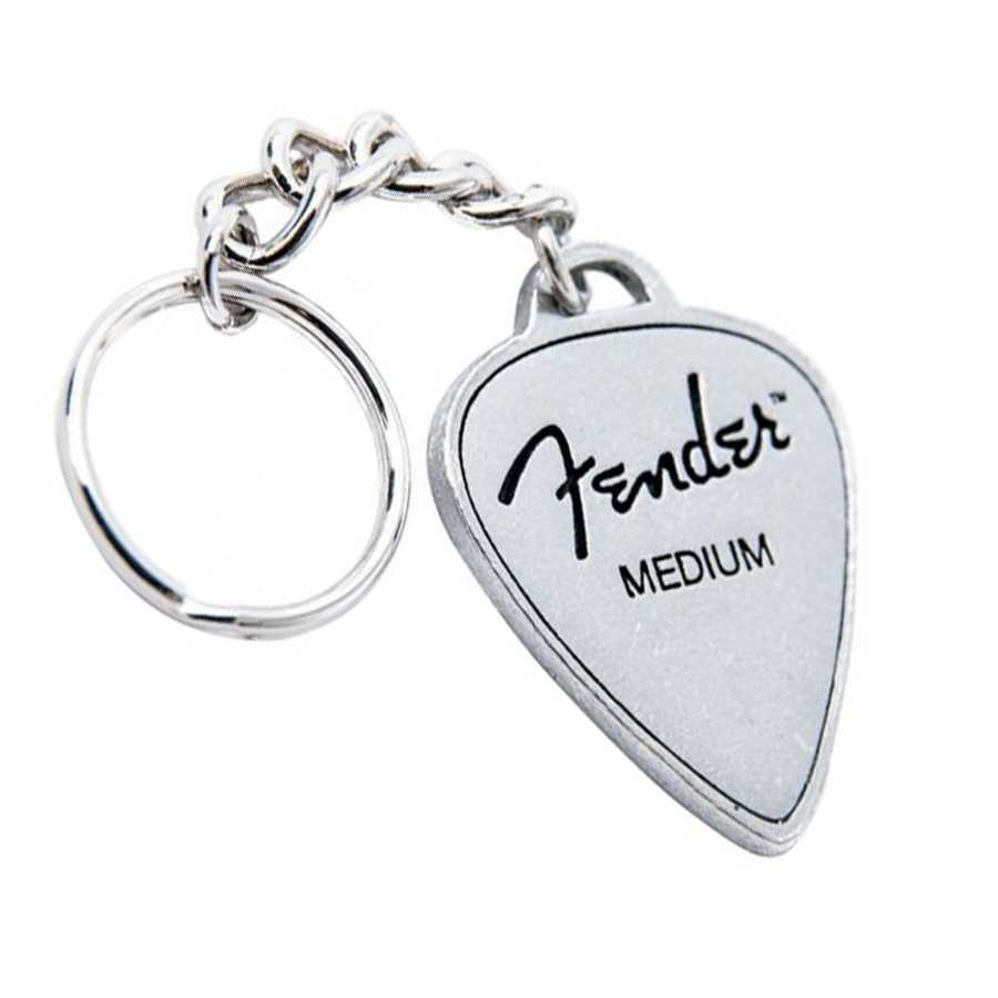 LLAVERO FENDER, ALUMINIO, DISEÑO DE PUA, CROMADO