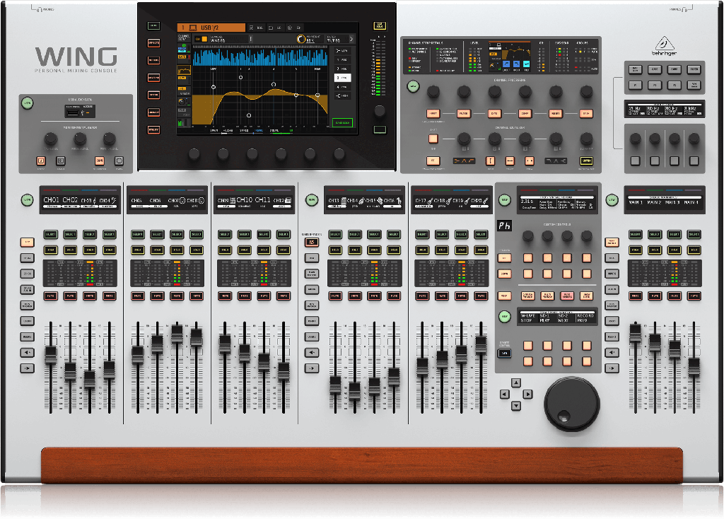 MEZCLADORA DIGITAL BEHRINGER, SERIE WING, 8 ENTRADAS HIBRIDOS FISICOS, 8 AUX IN, 8 OUT XLR FISICOS, FADER MOTORIZADOS, INTERFACE DE AUDIO USB Y SUPERFICIE DE CONTROL, PANTALLA TACTIL DE 10