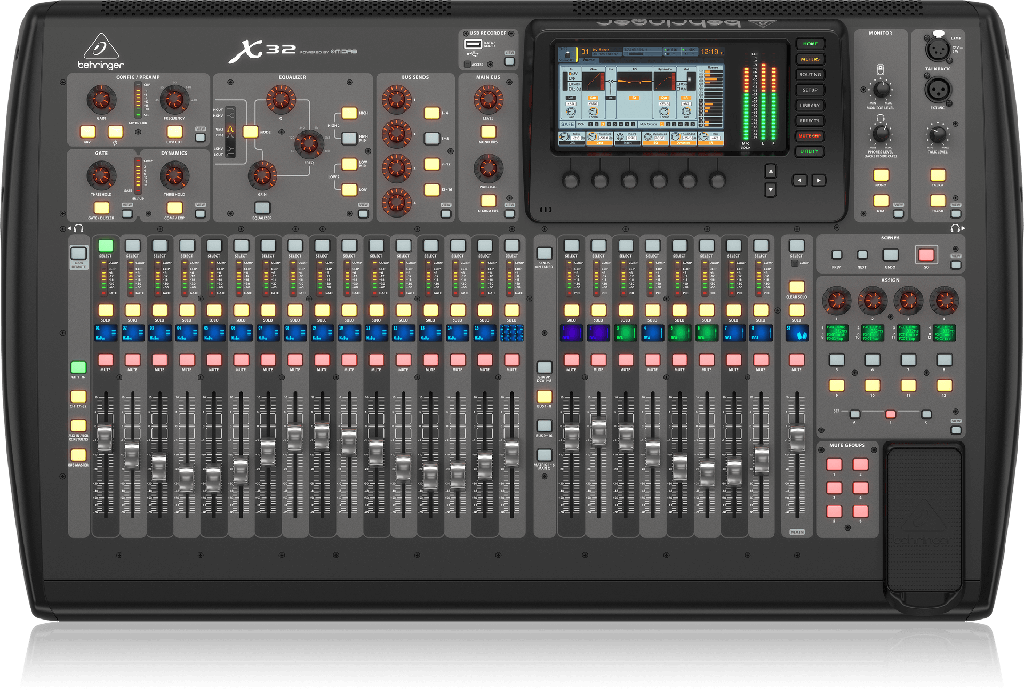 MEZCLADORA DIGITAL DE MESA BEHRINGER, 40 CANALES, 32 PREAMPS MIDAS, 25 FADERS MOTORIZADOS