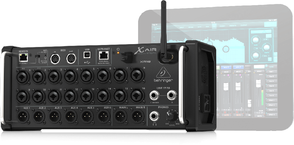 MEZCLADORA DIGITAL DE RACK BEHRINGER, X AIR 18, PREAMP MIDAS, MODULO WIFI INTEGRADO
