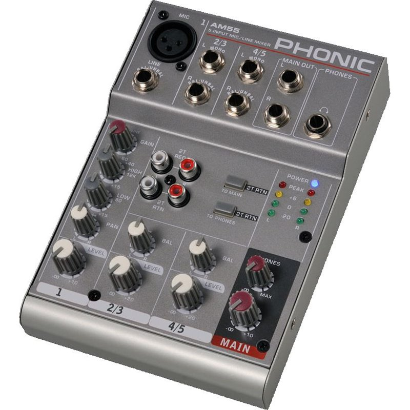 MEZCLADORA PASIVA PHONIC, 5 CANALES (1 XLR) (2 STEREO)