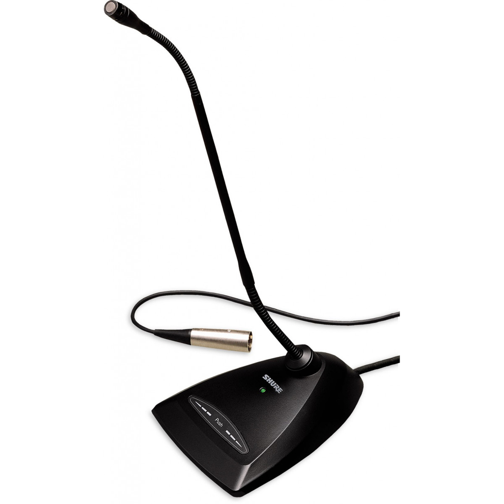 MICROFONO CONDENSADO SHURE, CUELLO DE CISNE, COLOR NEGRO, INCLUYE BASE