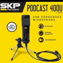 MICROFONO CONDENSADO SKP, CONECTIVIDAD USB, PARA STUDIO, INCLUYE BASE PARA MESA, 30HZ - 20KHZ