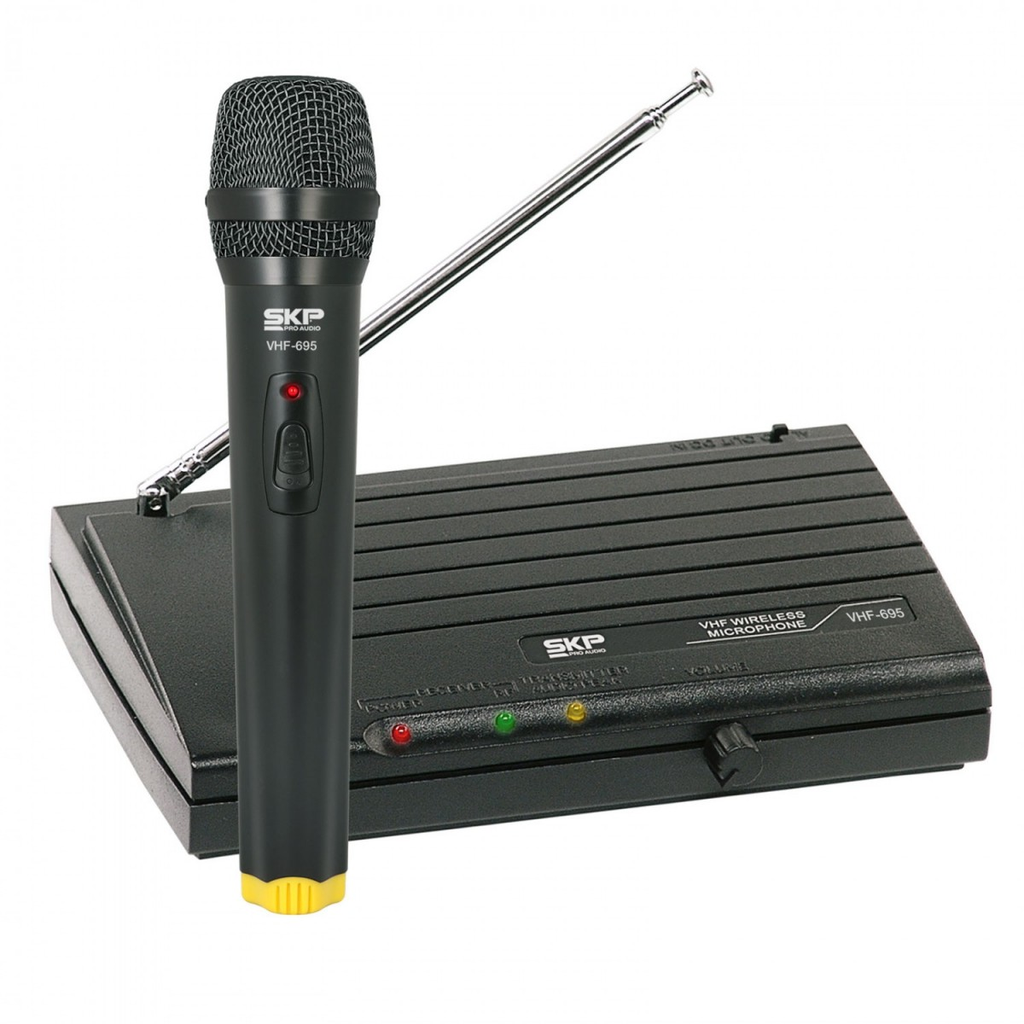 MICROFONO INALAMBRICO SKP, CON RECEPTOR, VHF, 40HZ-15KHZ