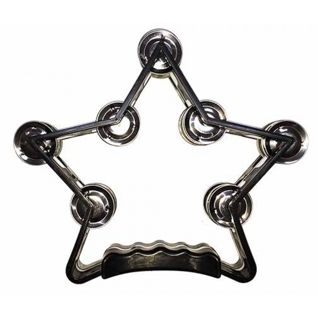 PANDERETA BOCHELI, DISEÑO DE ESTRELLA, NEGRO