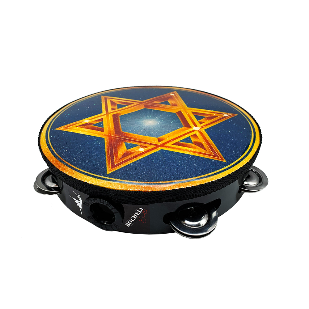 PANDERO BOCHELI, 8.5 PULGADAS, ESTRELLA DE DAVID CON DESTELLOS
