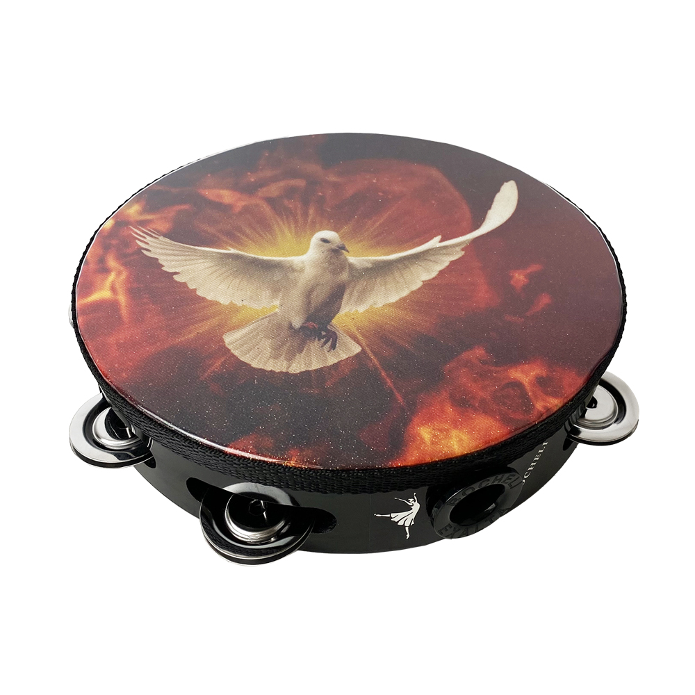 PANDERO BOCHELI, SERIE EXALTA, 8.5 PULGADAS, DISEÑO DE FUEGO SANTO
