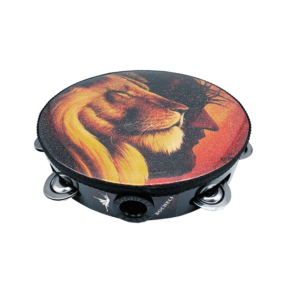 PANDERO BOCHELI, 8.5 PULGADAS, LEON DE LA TRIBU DE JUDA, CON DESTELLOS