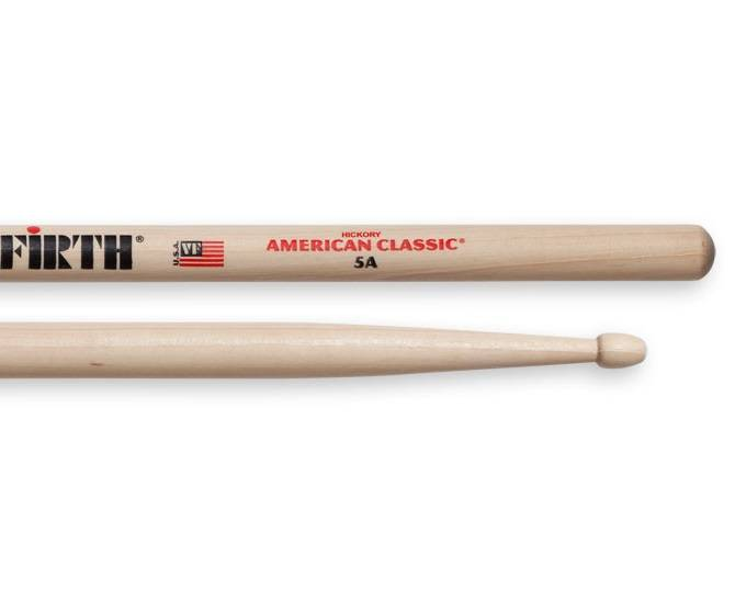PAR DE BAQUETAS AMERICAN CLASSIC VIC FIRTH, SERIE 5A, MADERA NOGAL AMERICANO
