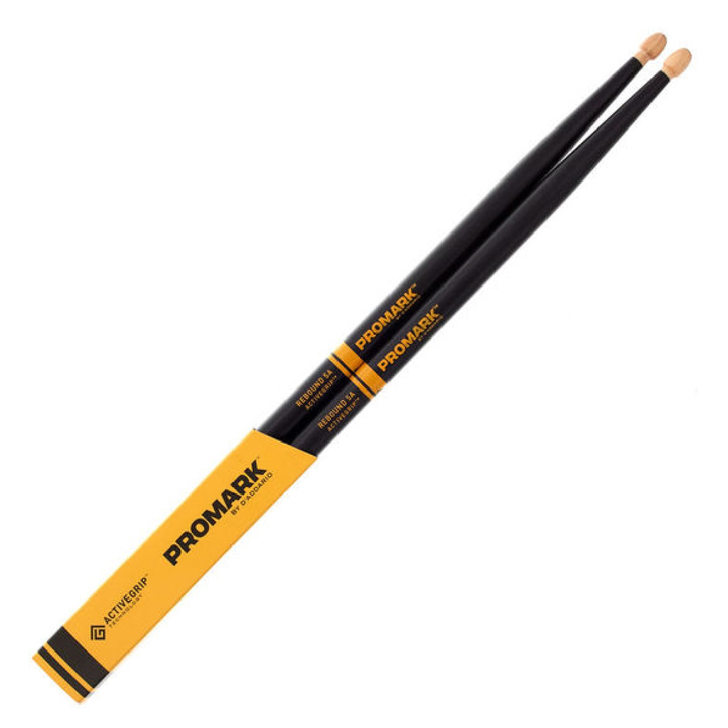 PAR DE BAQUETAS PROMARK, 5A, SERIE REBOUND ACTIVE GRIP, COLOR NEGRO
