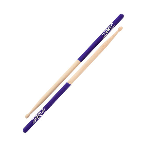 PAR DE BAQUETAS ZILDJIAN, SERIE DIP COLOR, COLOR MORADO Y MADERA, PUNTA DE MADERA