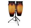 PAR DE CONGAS LP, SERIE CITY, 10+11, MADERA, COLOR SUNBURST, CON SOPORTE NEGRO