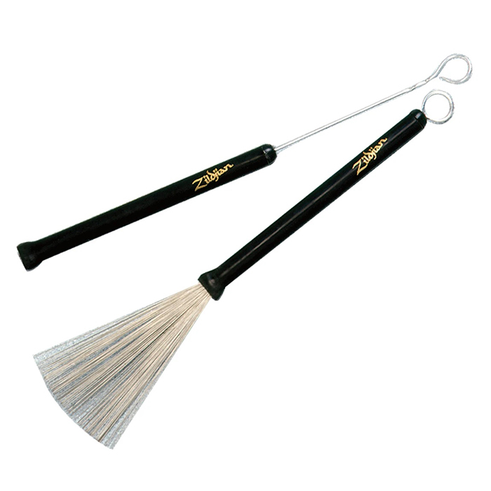 PAR DE ESCOBILLAS PROFESIONALES ZILDJIAN, CERDAS DURAS, MANGO COLOR NEGRO