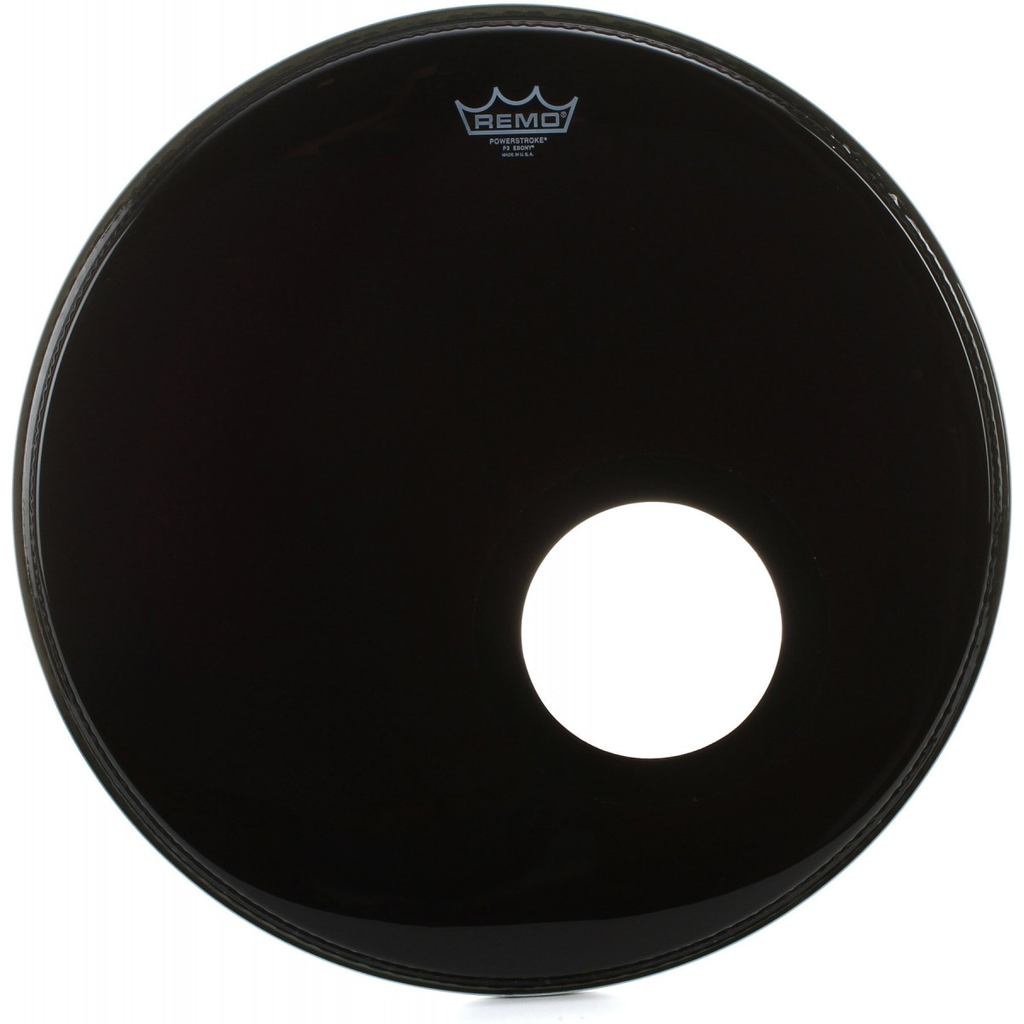 PARCHE RESONANTE REMO, 22 PULGADAS, COLOR NEGRO, SERIE POWERSTROKE3 EBONY