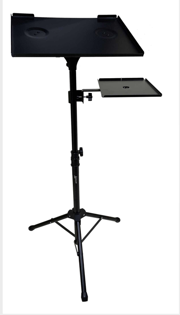 PEDESTAL GOLIAT, PARA COMPUTADORA, 2BLE BANDEJA, METAL COLOR NEGRO