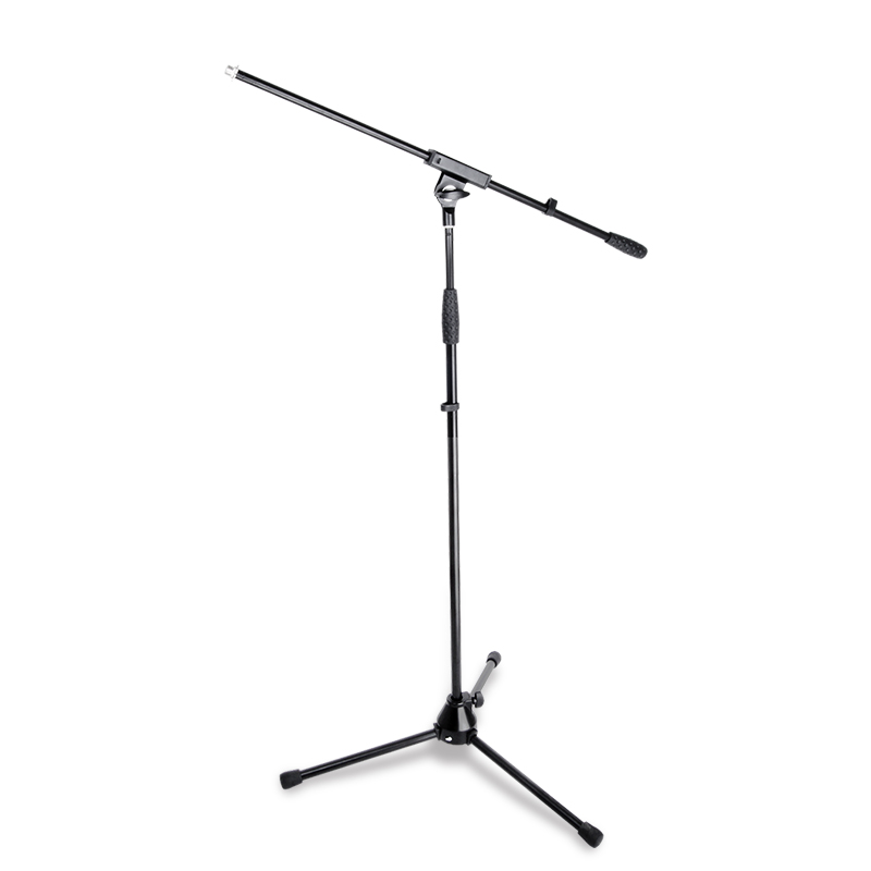 PEDESTAL PARA MICROFONO ALCTRON, CON BRAZO TELESCOPICO, METALICO NEGRO, PARA USO EN ESCENARIO PROFESIONAL