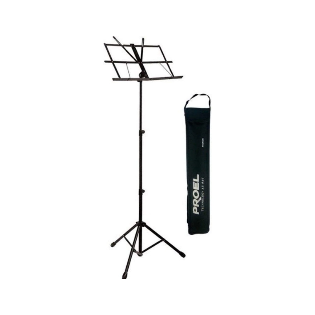 PEDESTAL PARA PARTITURAS AJUSTABLE PROEL, DE ACERO COLOR NEGRO