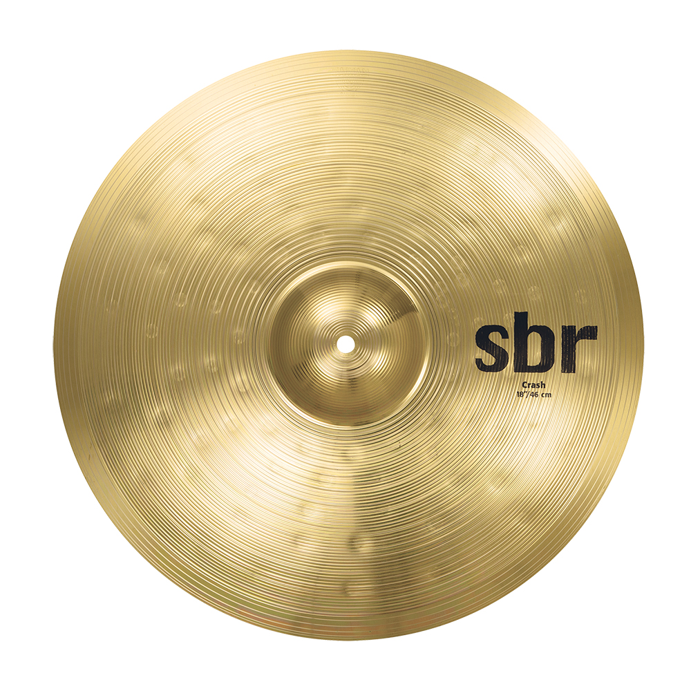PLATILLO CRASH SABIAN, 18 PULGADAS, SERIE SBR, ACABADO LATON MEDIO, SONIDO BRILLANTE