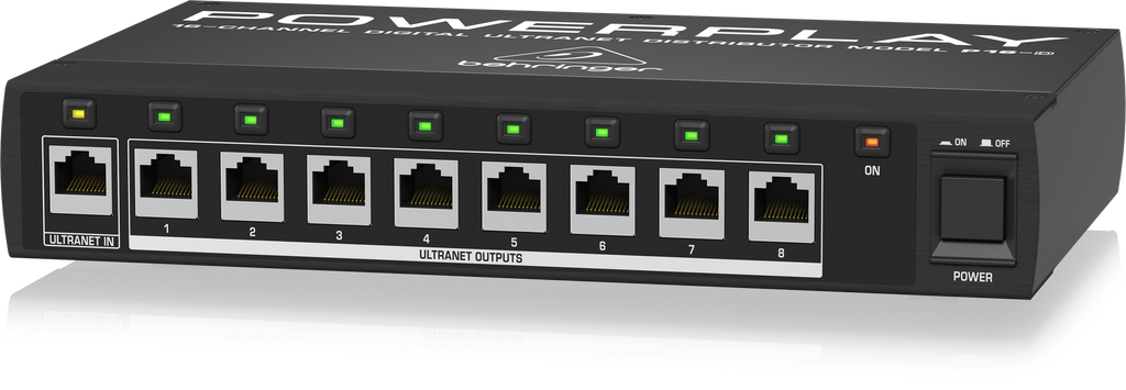 POWERPLAY BEHRINGER, DISTRIBUIDOR ULTRANET DIGITAL, 16 CANALES, 1 ENTRADA Y 8 SALIDAS RJ-45