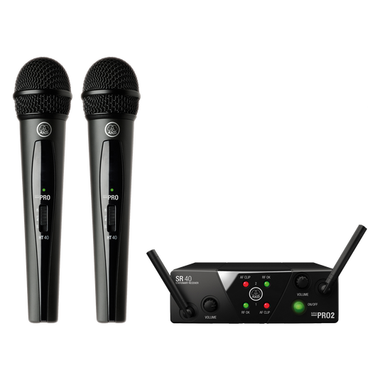 SET DE 2 MICROFONOS AKG, DE MANO INALAMBRICO, DINAMICO, CARDIOIDE, CON RECEPTOR MINI BALANCEADO